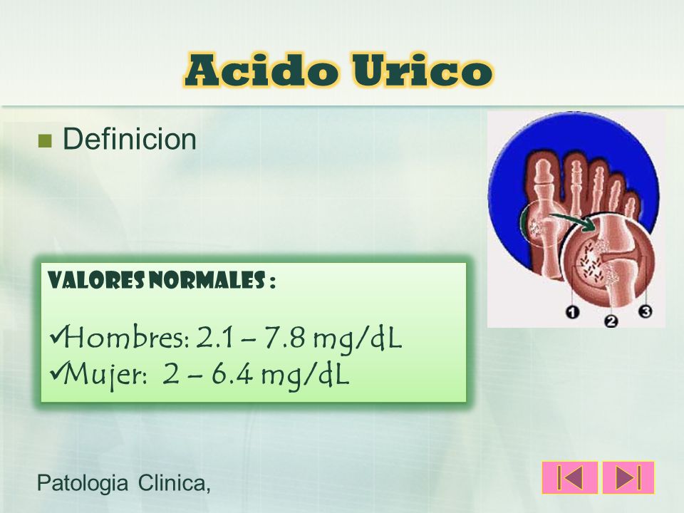 Acido urico normal en hombres